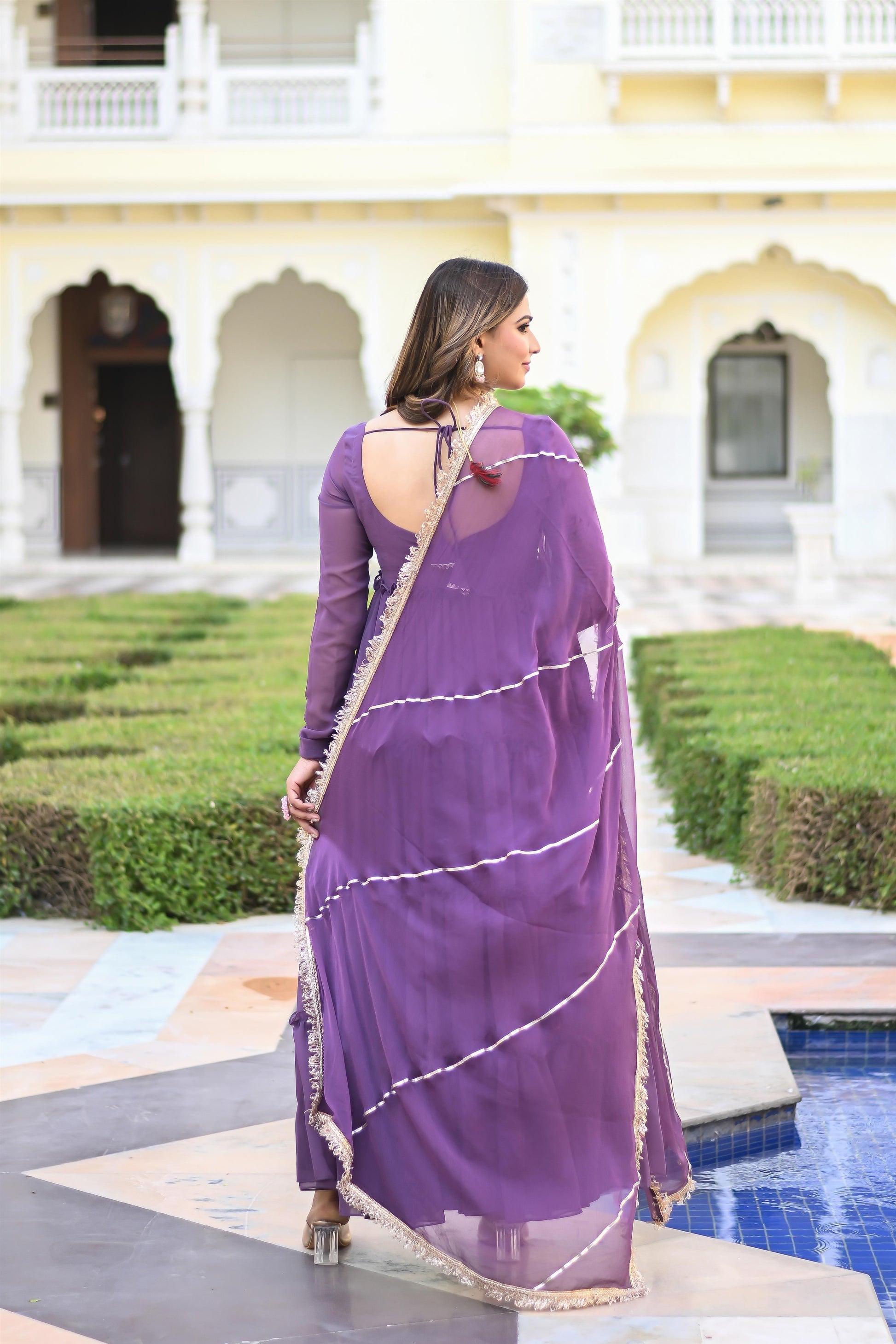 PURPLE LOOP ANARKALI SUIT SET