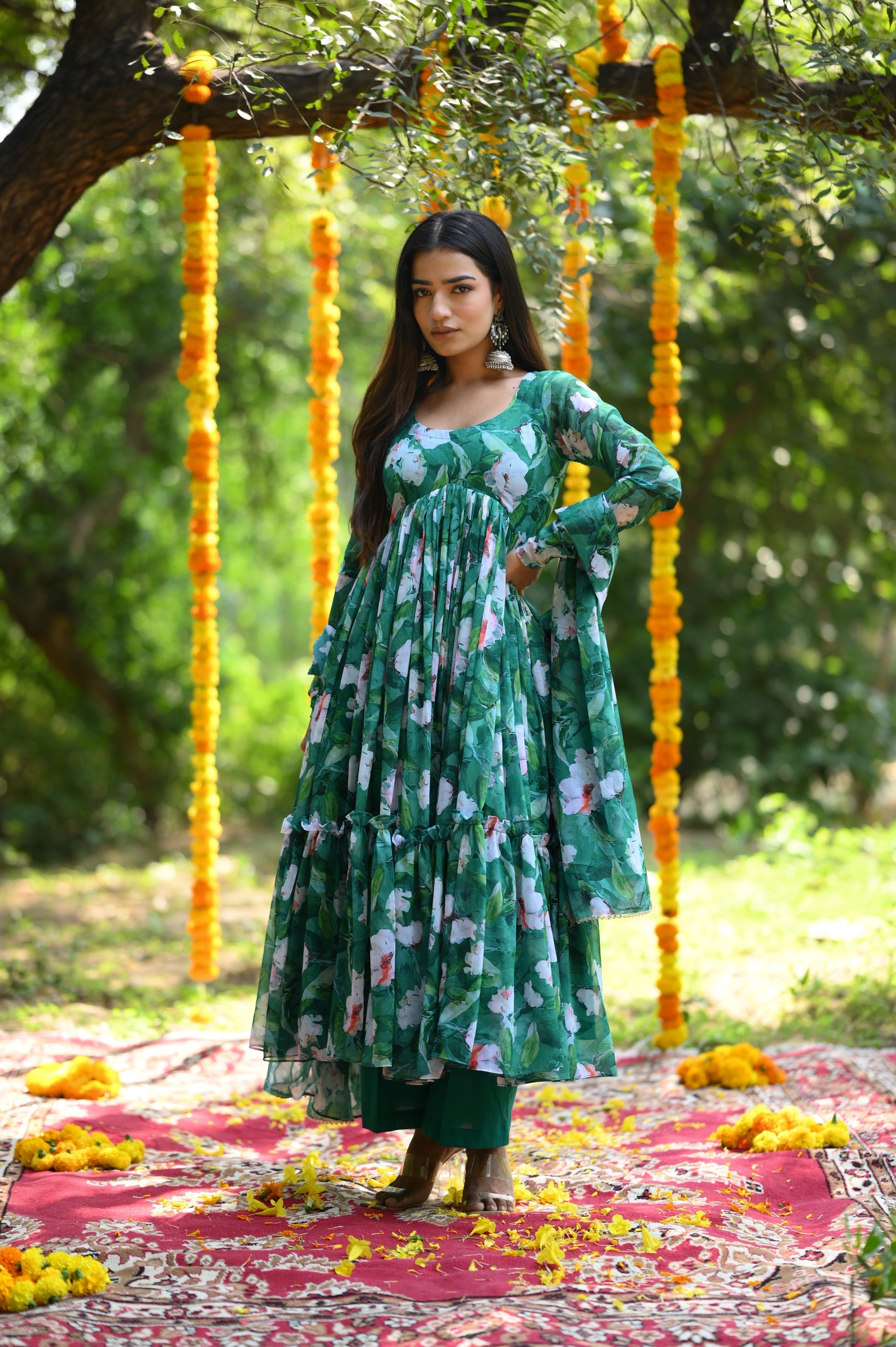 PINE GREEN ALIA CUT ANARKALI