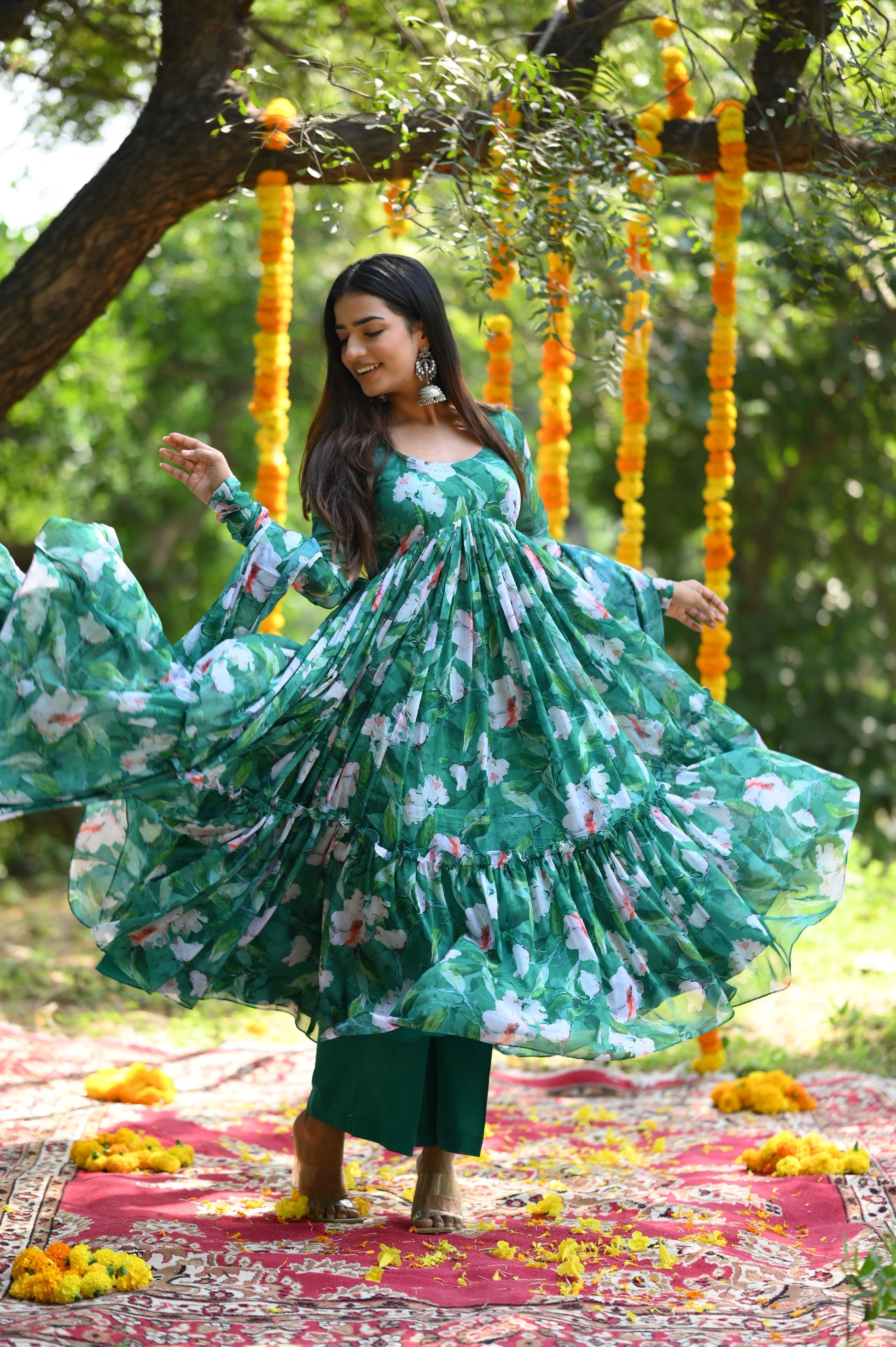 PINE GREEN ALIA CUT ANARKALI