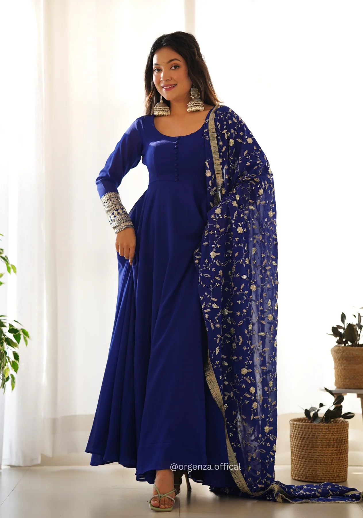 Blue Georgette Plain Anarkali Kurti