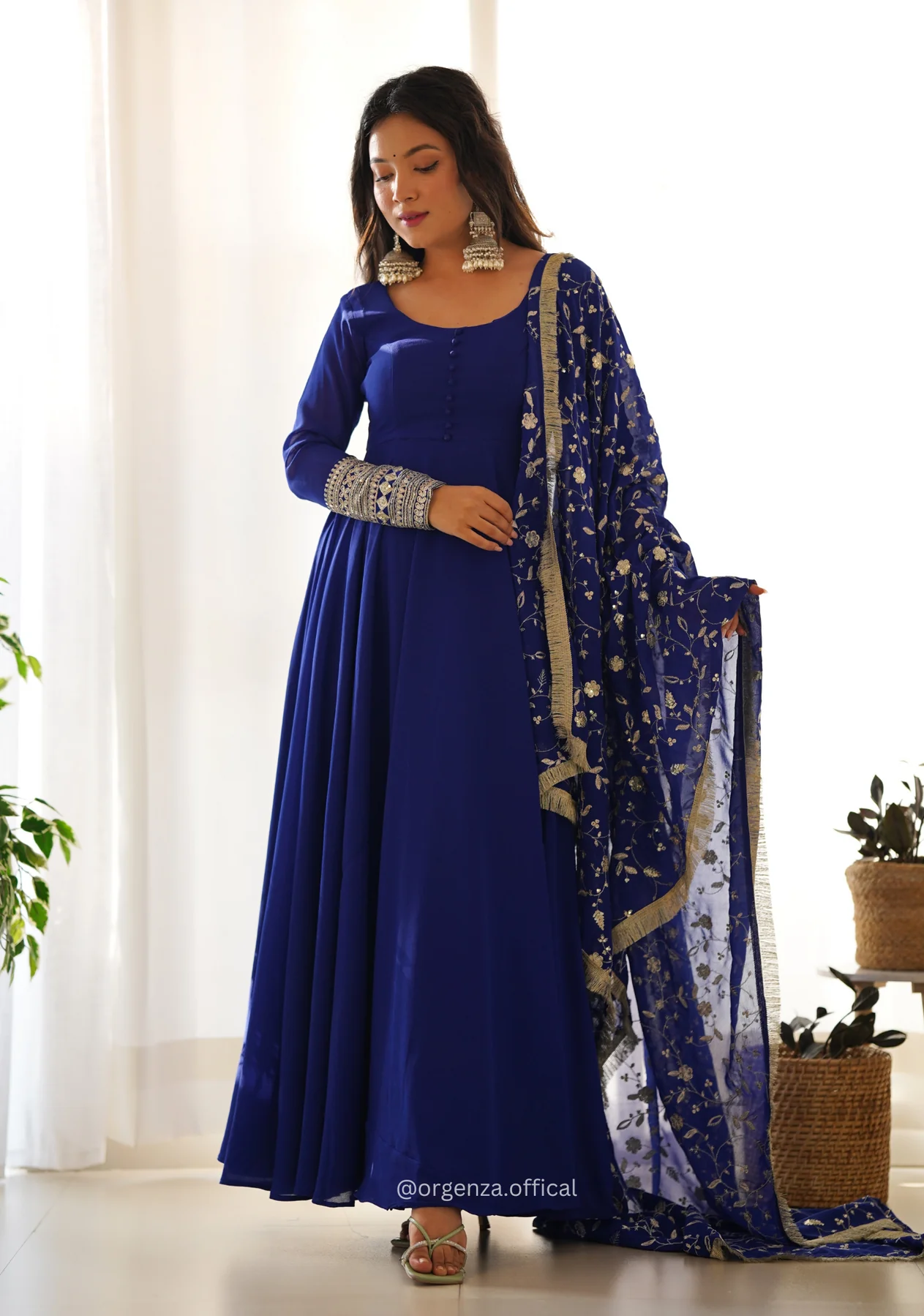 Blue Georgette Plain Anarkali Kurti