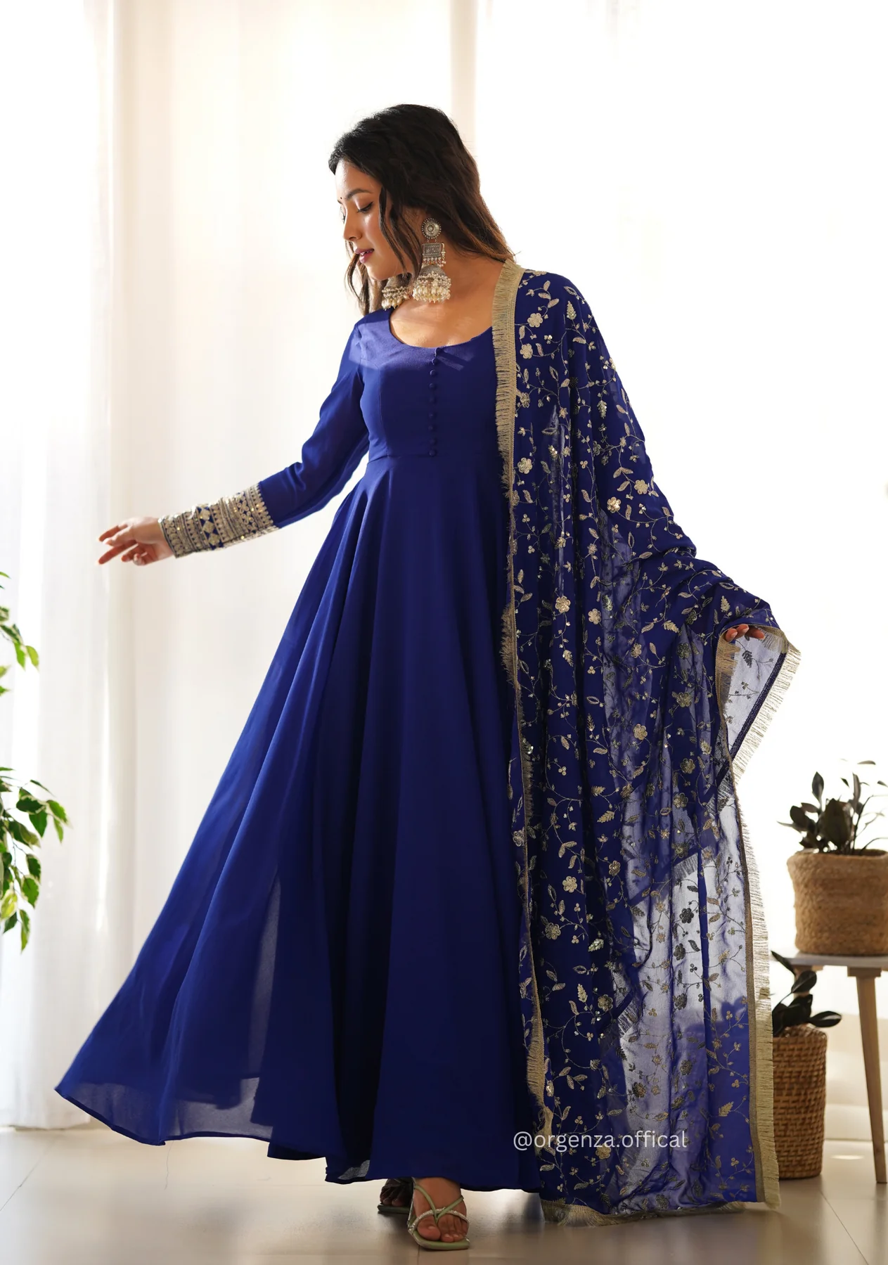 Blue Georgette Plain Anarkali Kurti