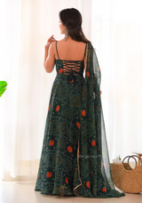 Green Georgette Bandhani Gown