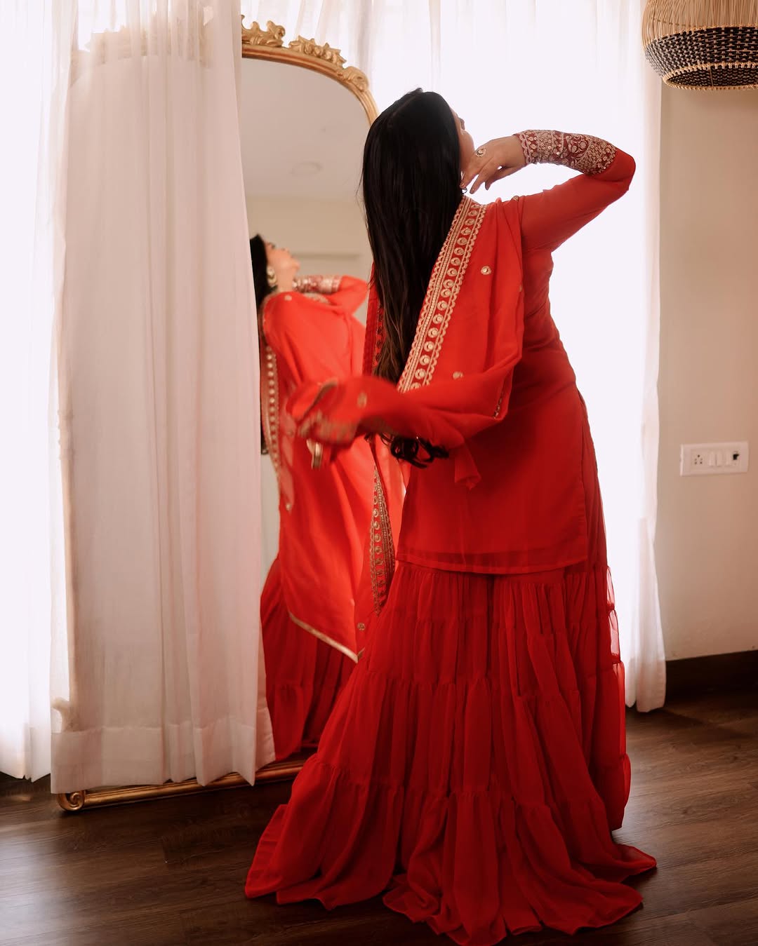 Stylish Rust Designer Sharara Pair Set