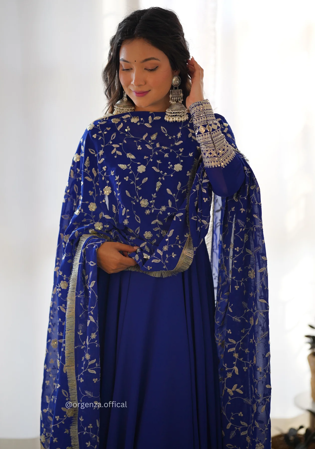 Blue Georgette Plain Anarkali Kurti