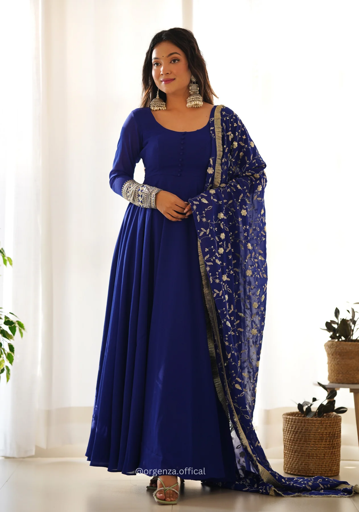 Blue Georgette Plain Anarkali Kurti