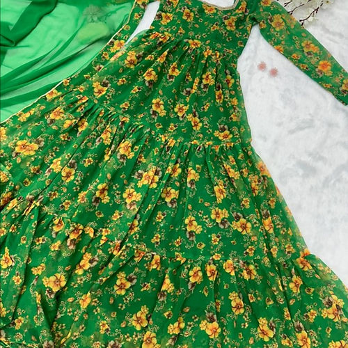 Elegant Digital Print Anarkali Gown in Georgette
