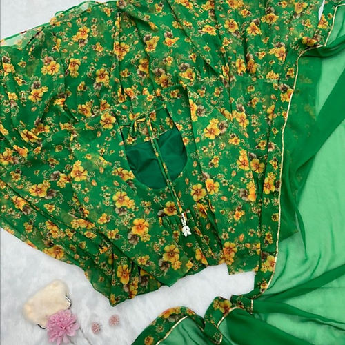 Elegant Digital Print Anarkali Gown in Georgette