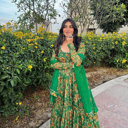 Elegant Digital Print Anarkali Gown in Georgette