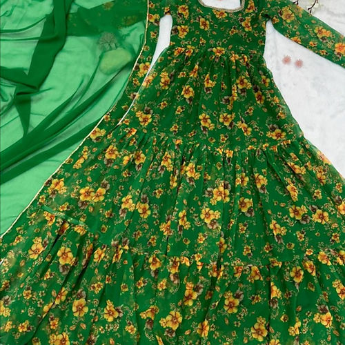 Elegant Digital Print Anarkali Gown in Georgette