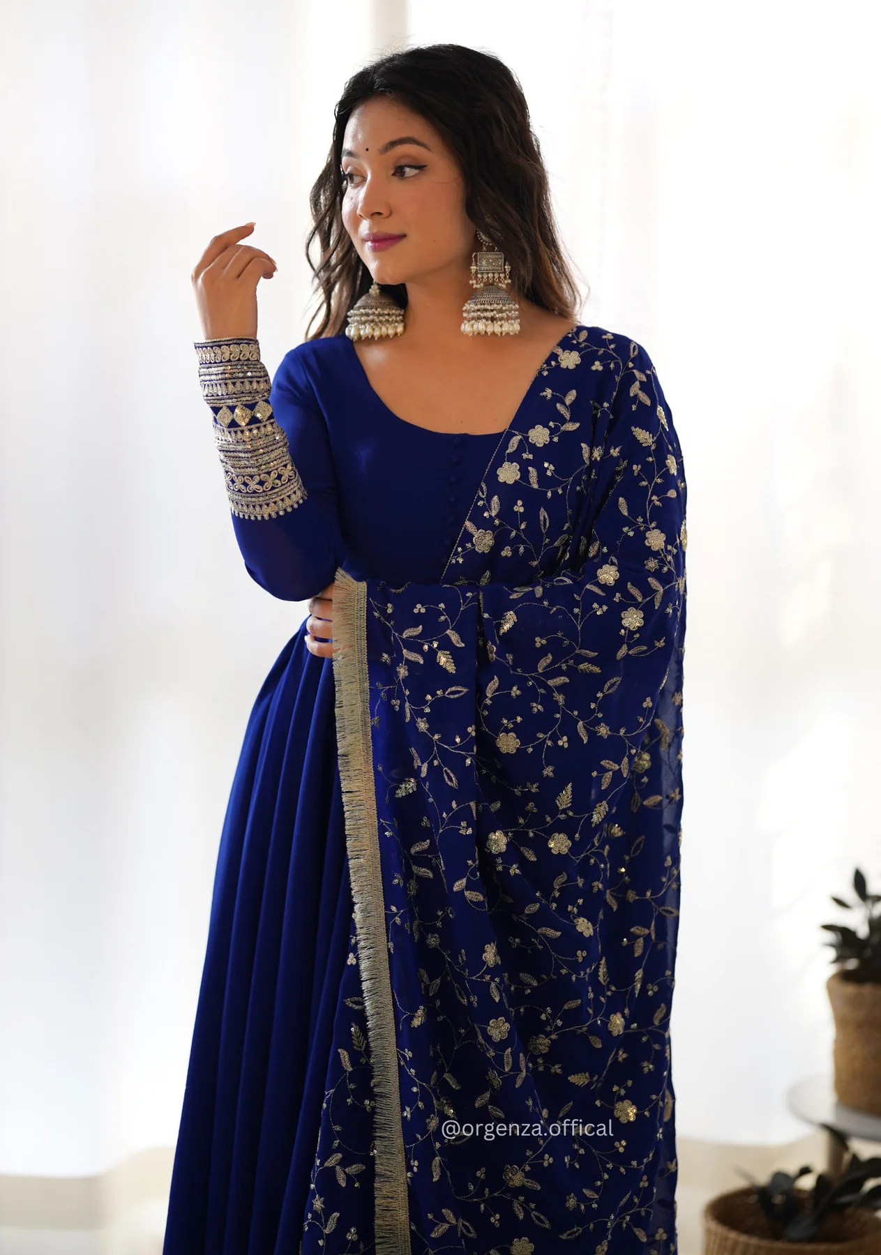 Blue Georgette Plain Anarkali Kurti