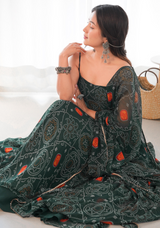 Green Georgette Bandhani Gown