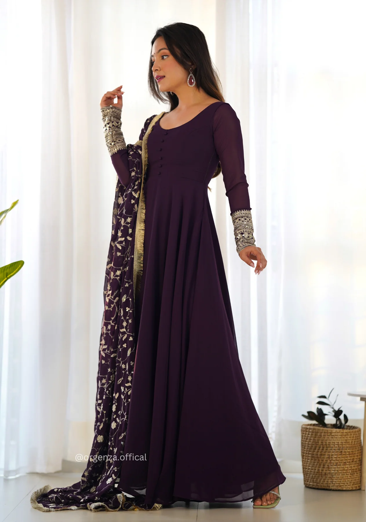 Purple Georgette Plain Anarkali Kurti