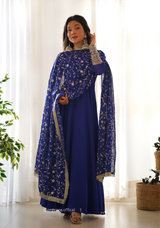 Blue Georgette Plain Anarkali Kurti