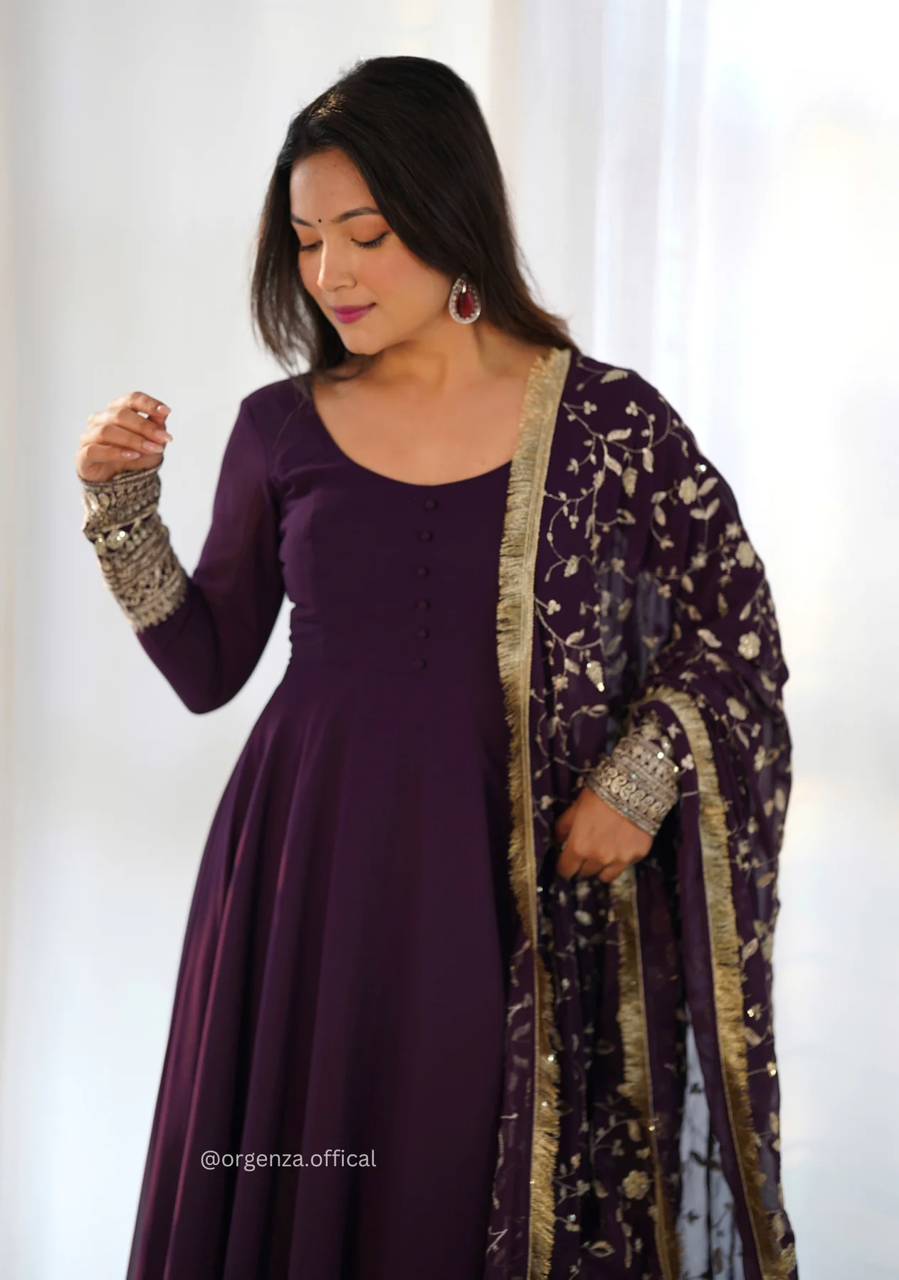 Purple Georgette Plain Anarkali Kurti