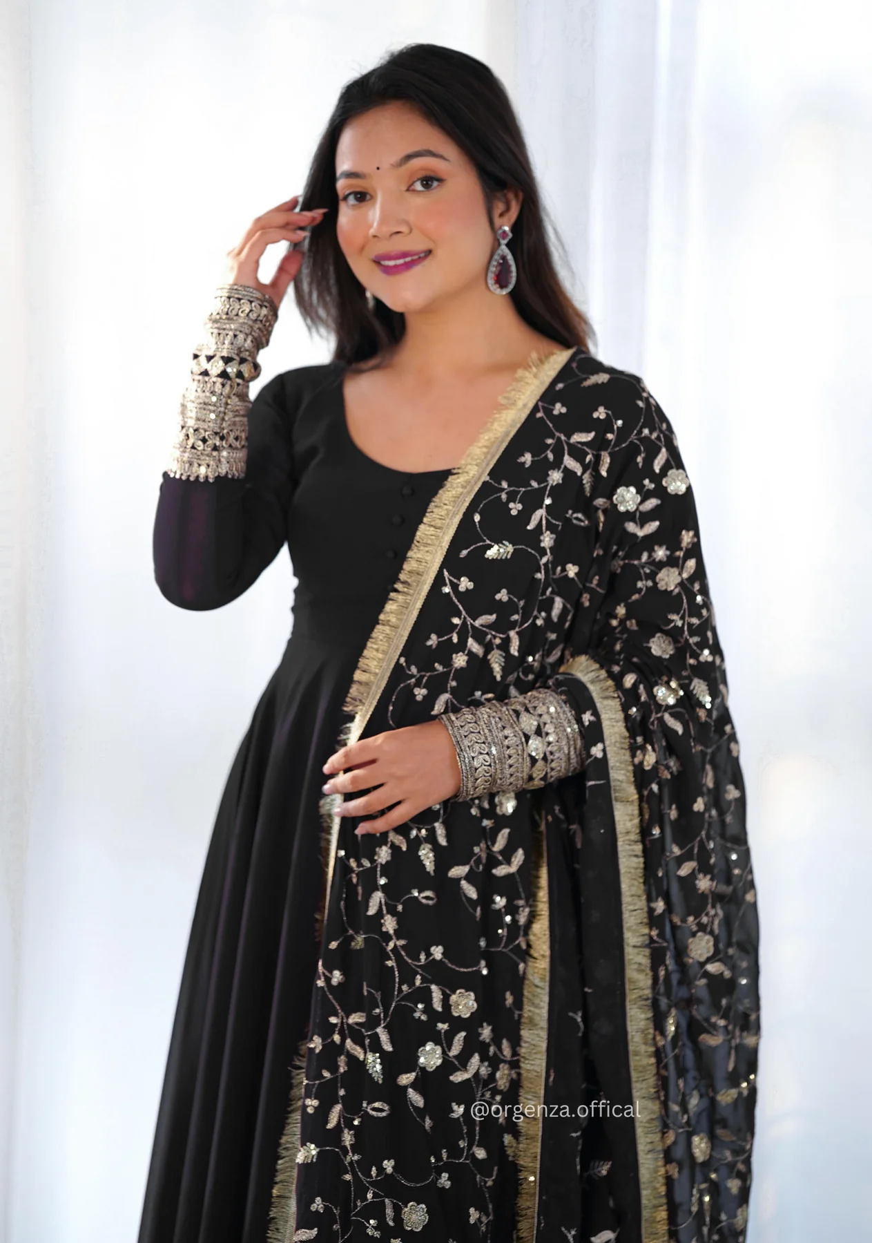 Black Georgette Plain Anarkali Kurti