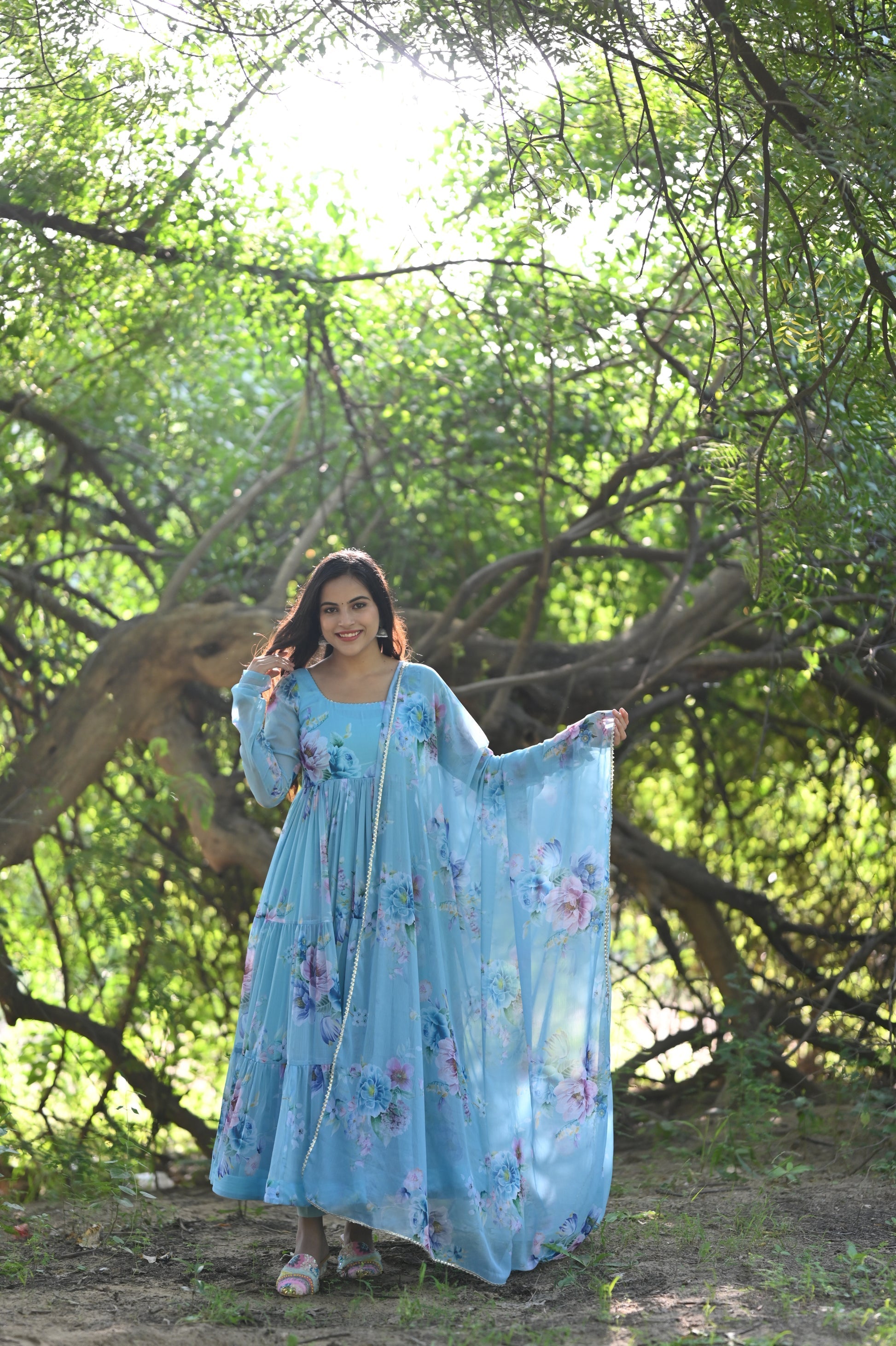 Sky Phoolvari Anarkali set