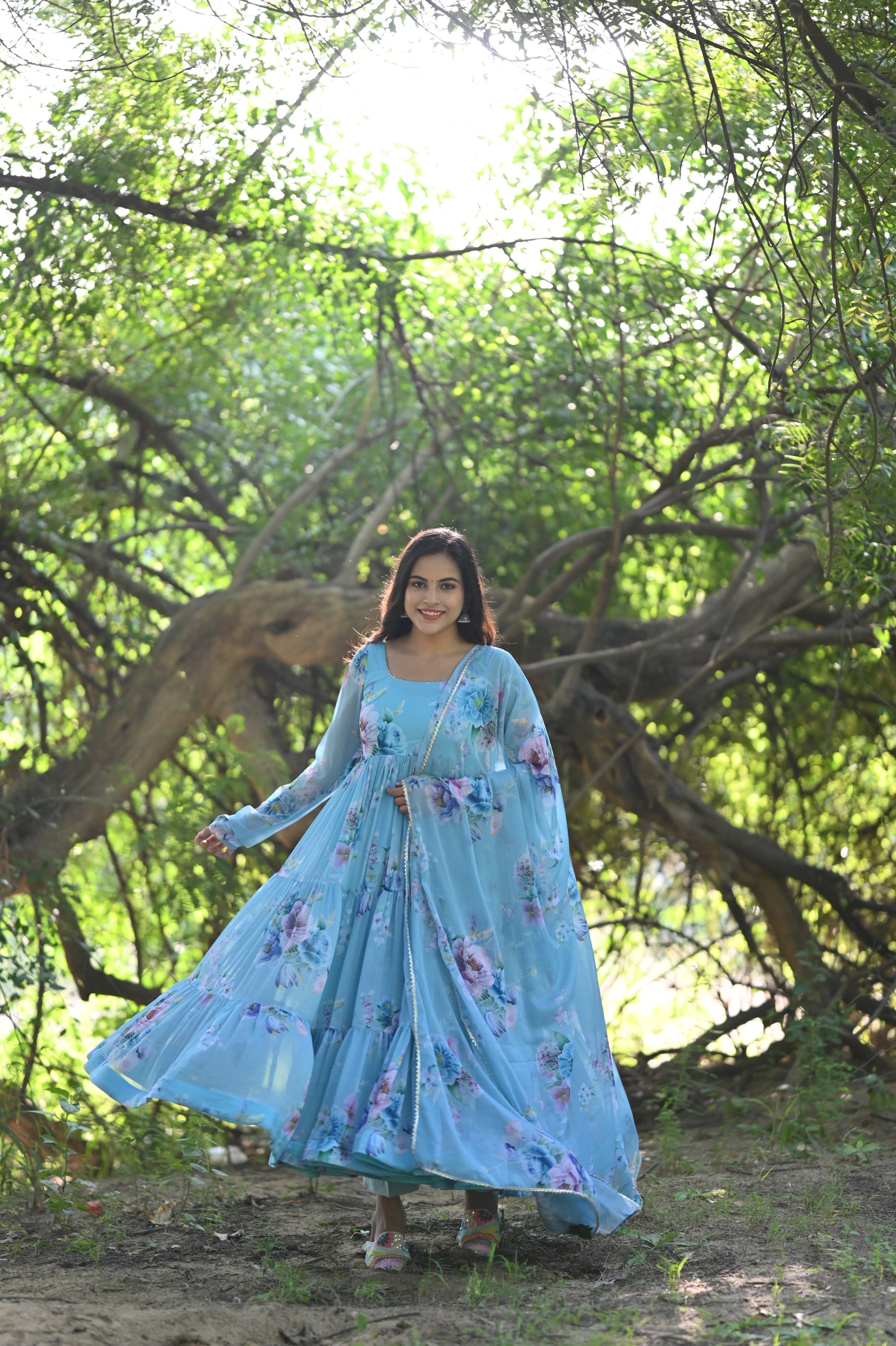 Sky Phoolvari Anarkali set
