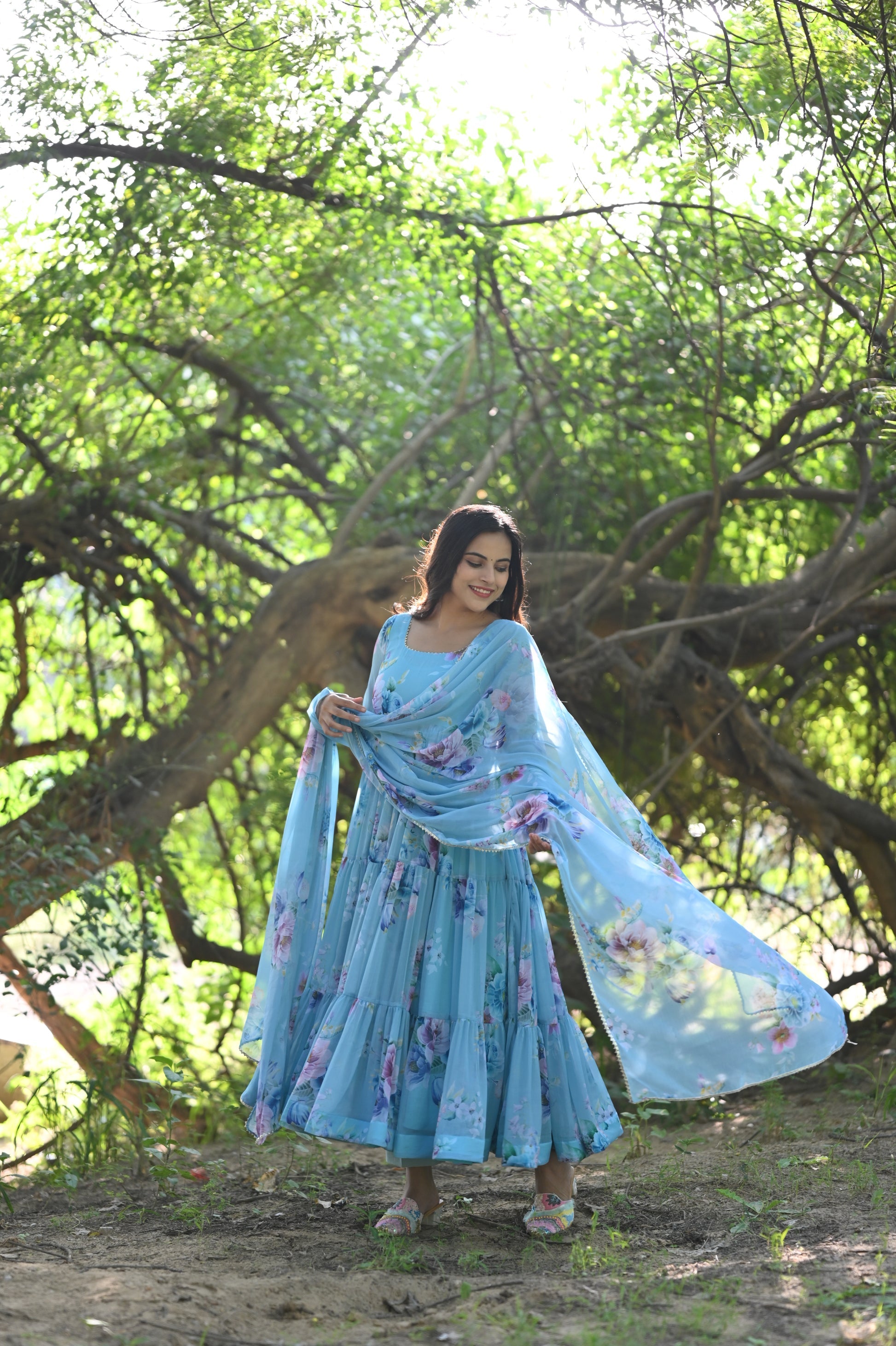 Sky Phoolvari Anarkali set