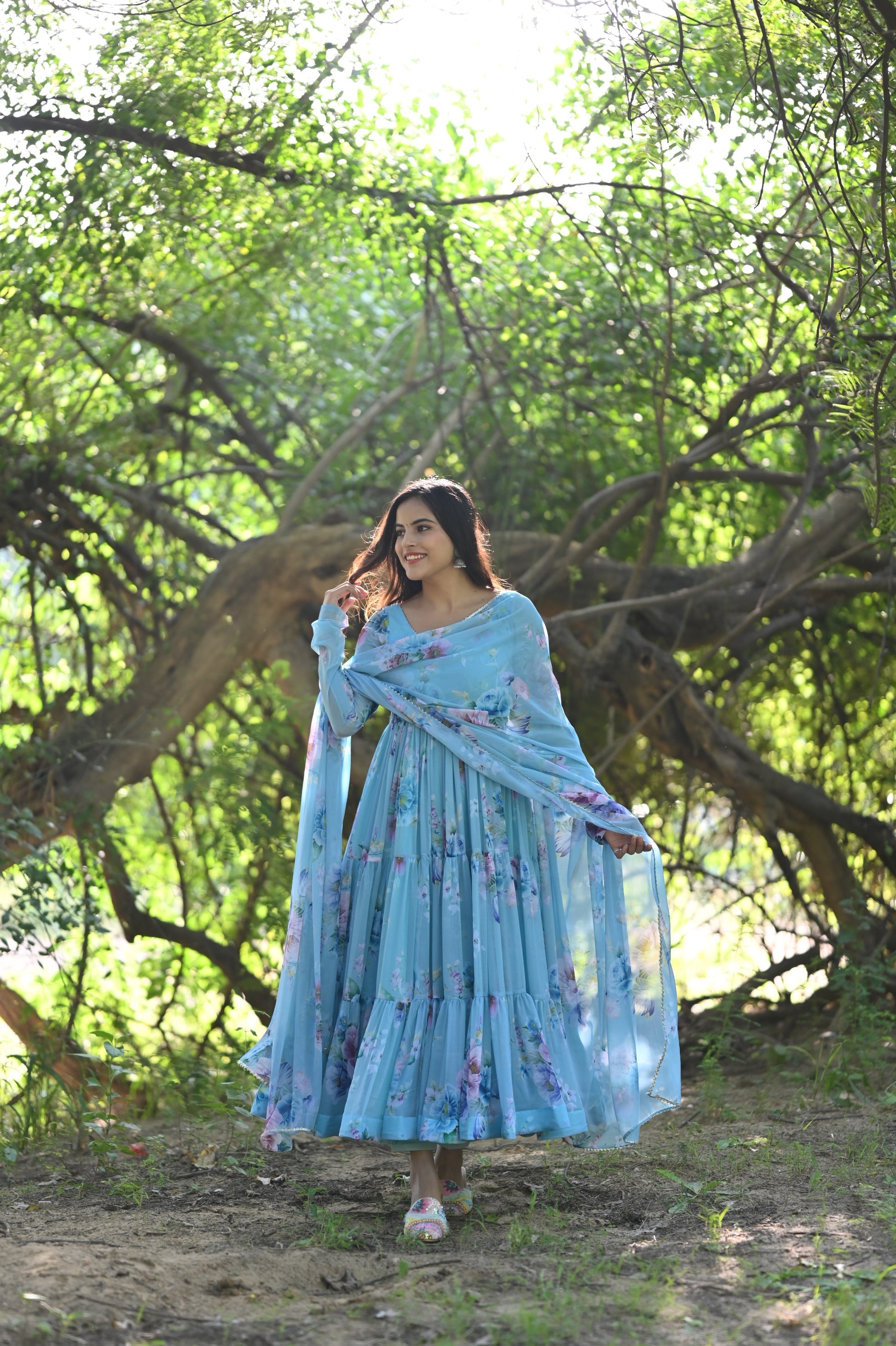Sky Phoolvari Anarkali set