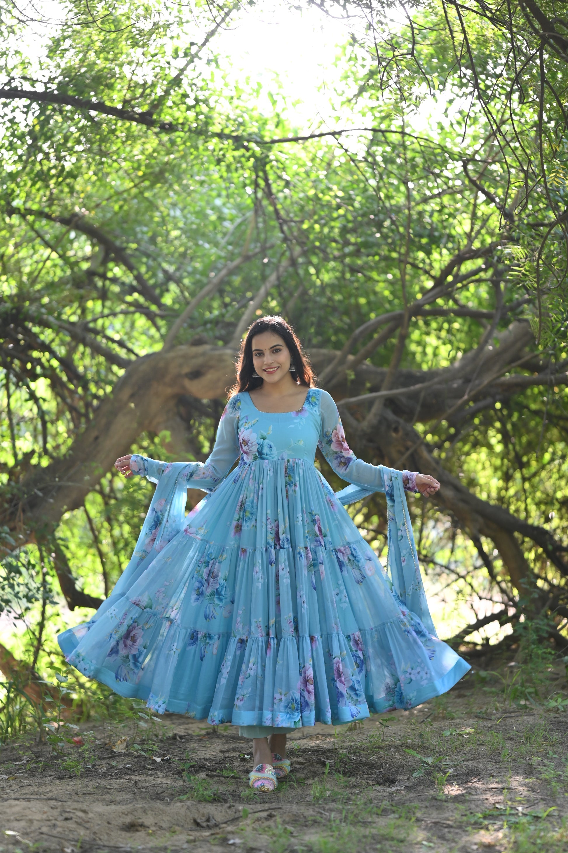 Sky Phoolvari Anarkali set