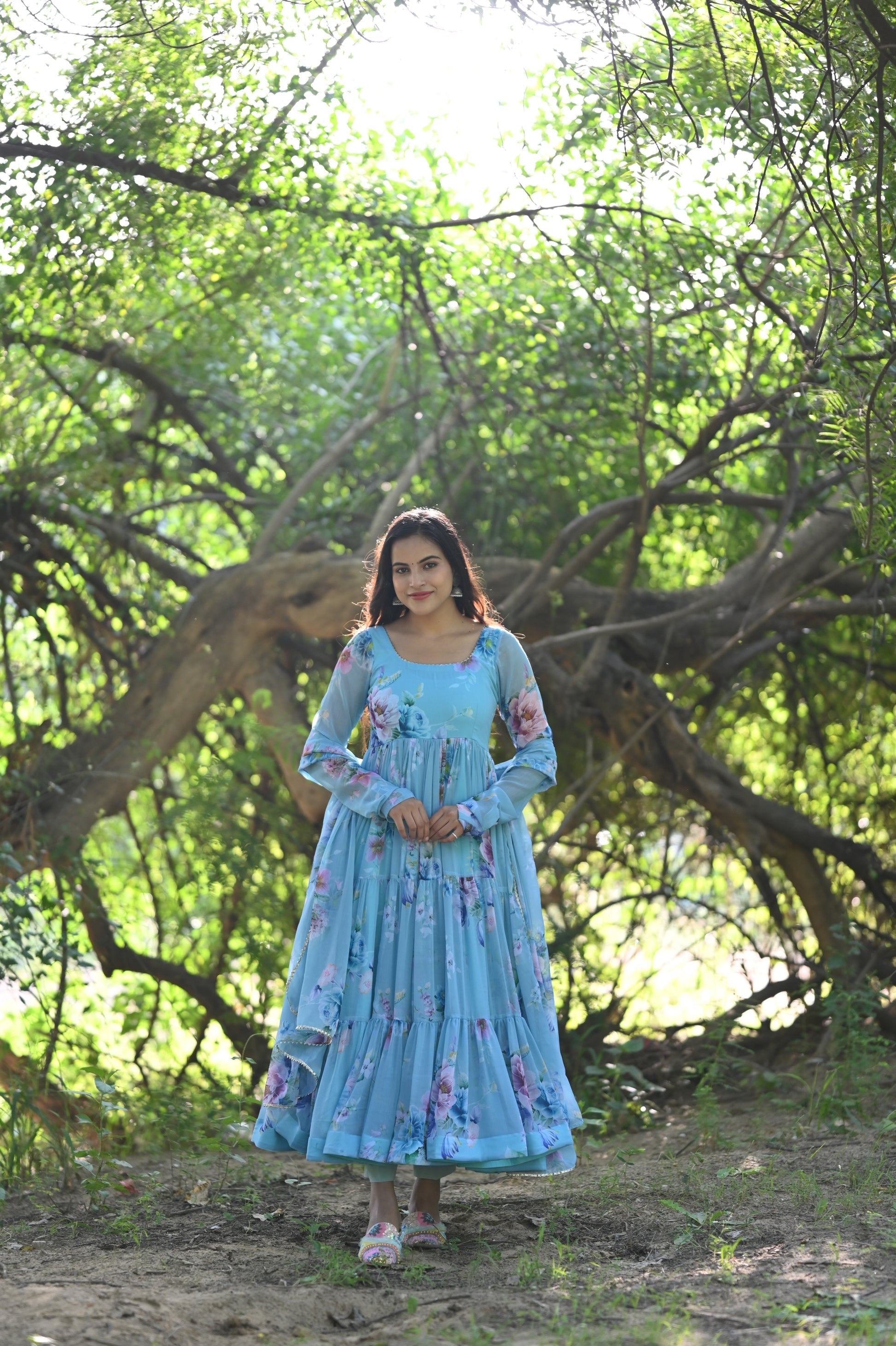 Sky Phoolvari Anarkali set