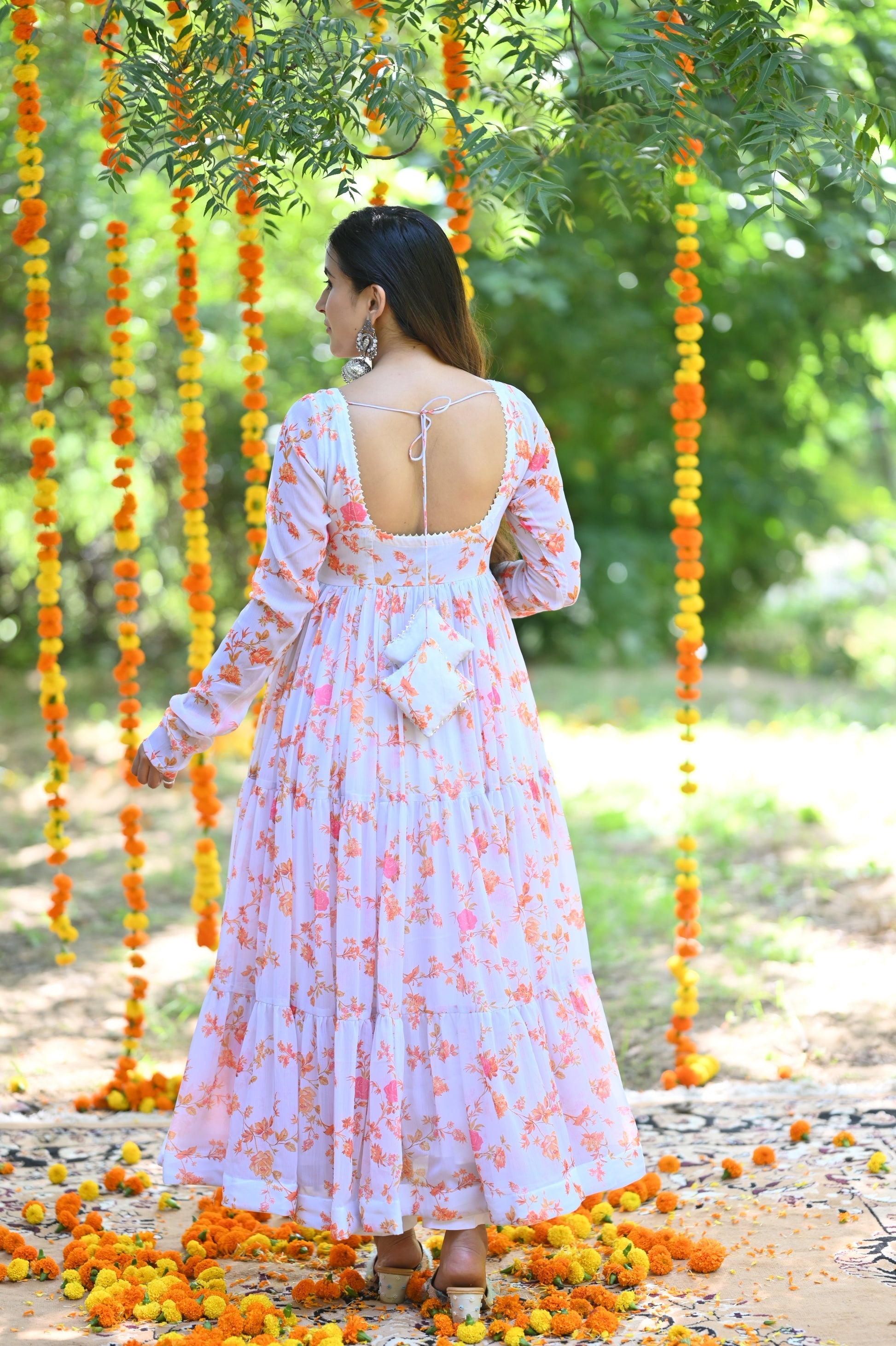 Marigold Anarkali White Gown