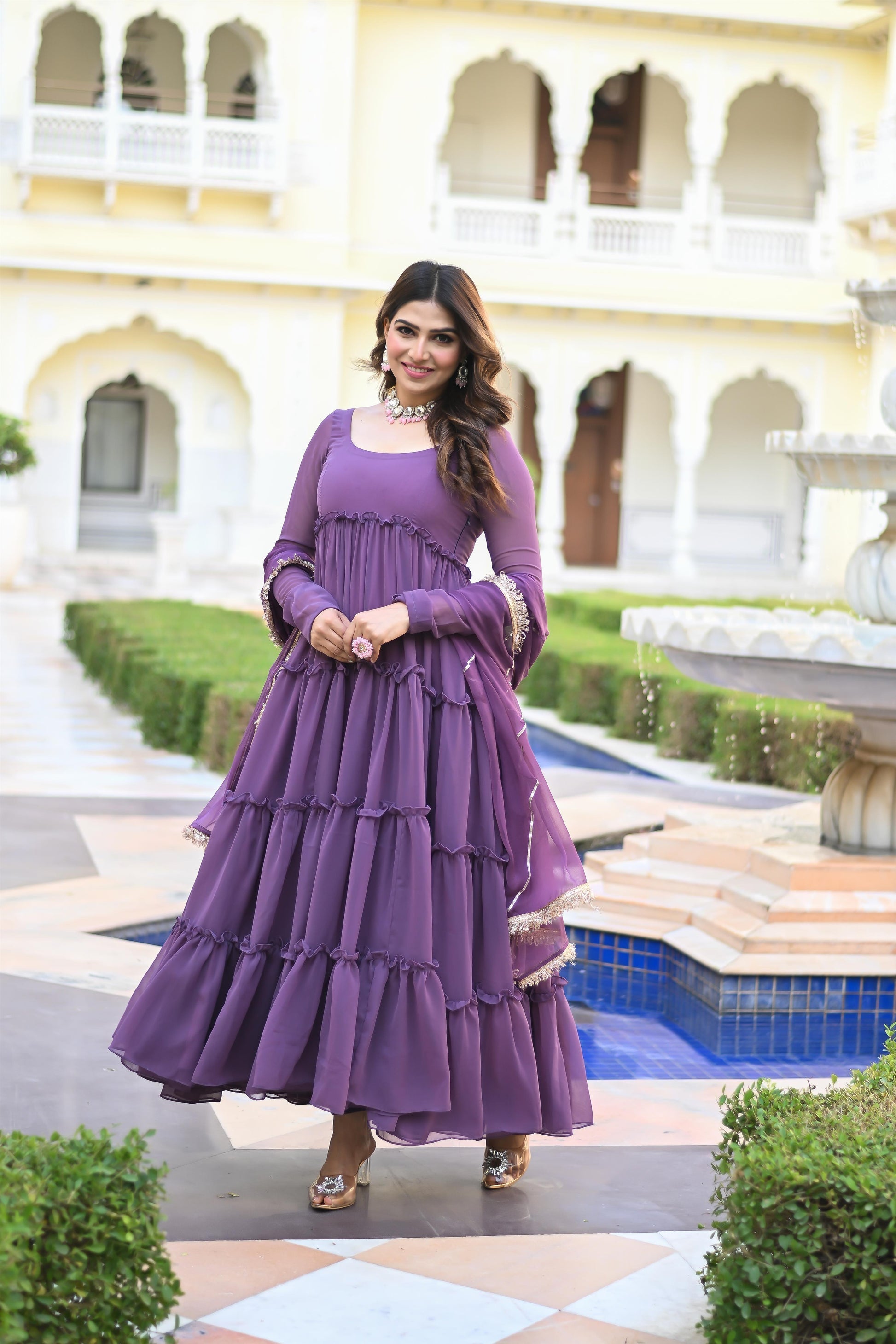 PURPLE LOOP ANARKALI SUIT SET