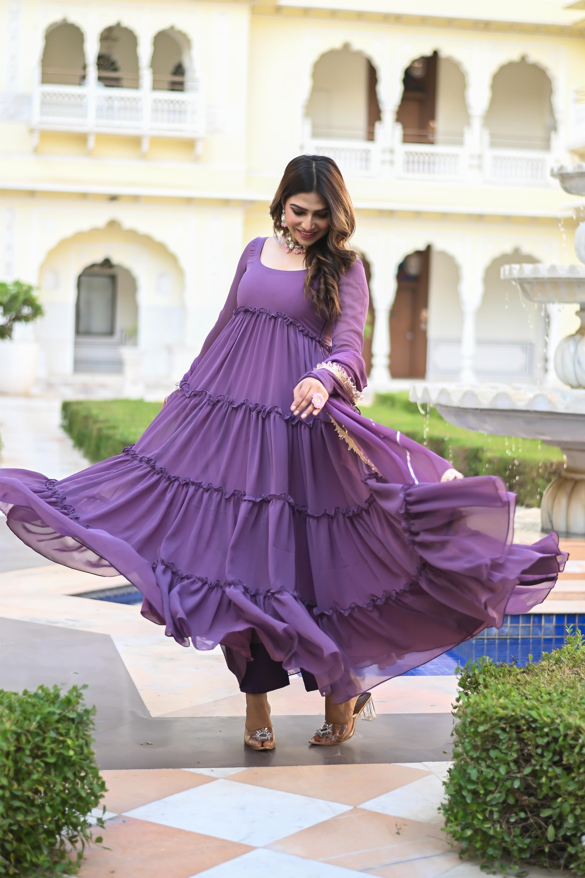 PURPLE LOOP ANARKALI SUIT SET