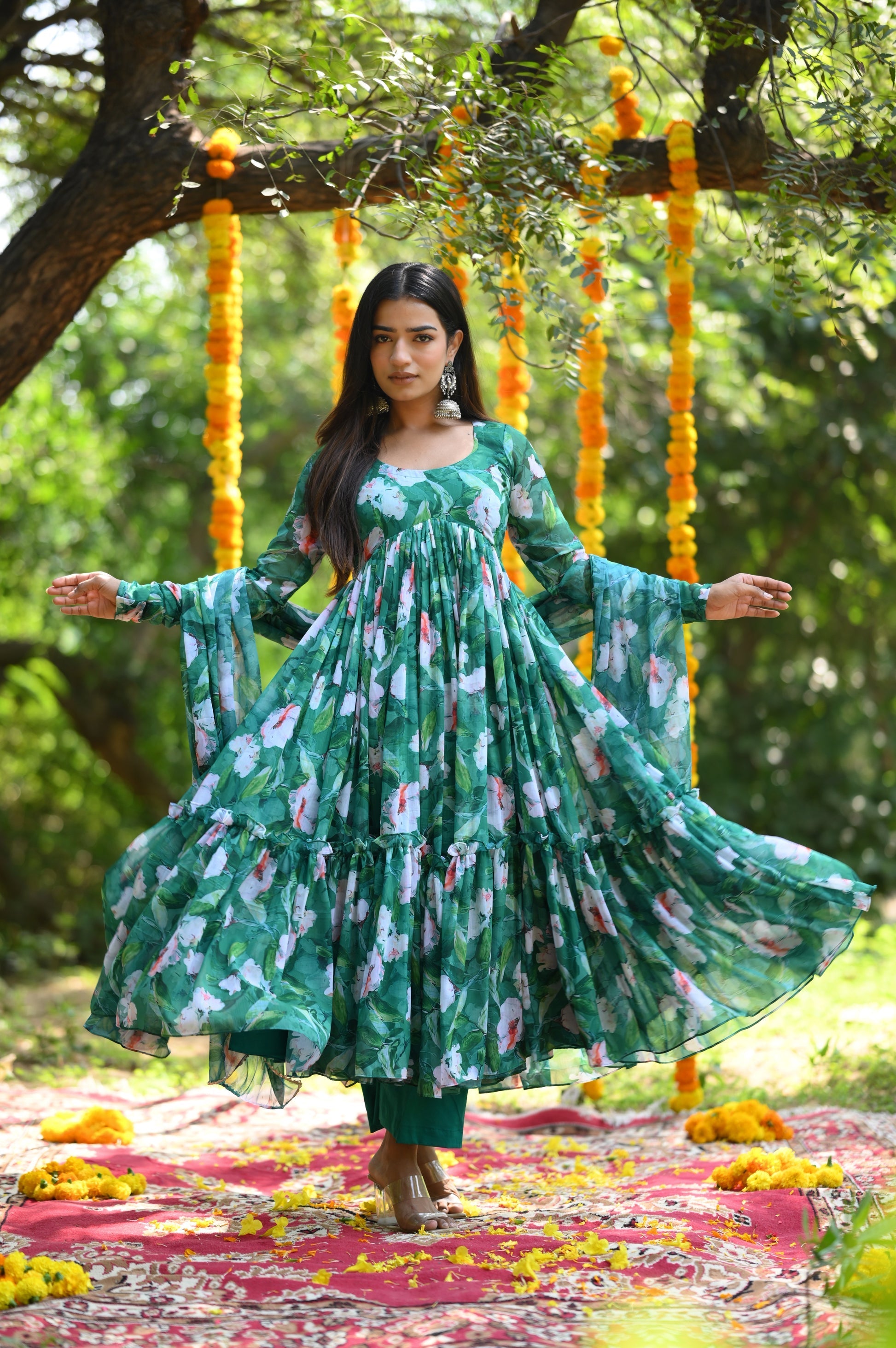 PINE GREEN ALIA CUT ANARKALI