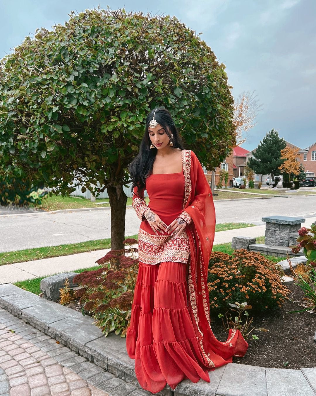 Embroidered Women's Stitched Sharara Pair