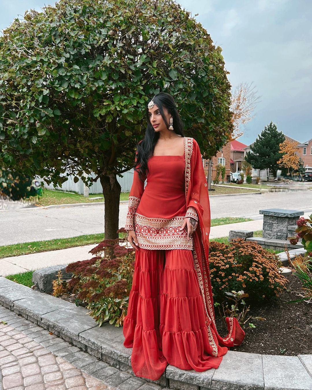 Embroidered Women's Stitched Sharara Pair