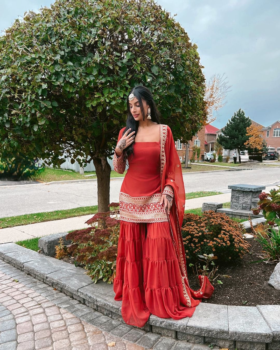 Embroidered Women's Stitched Sharara Pair